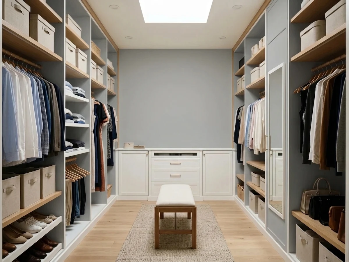 warm-leaning mid gray — trending gray closet colors 2026