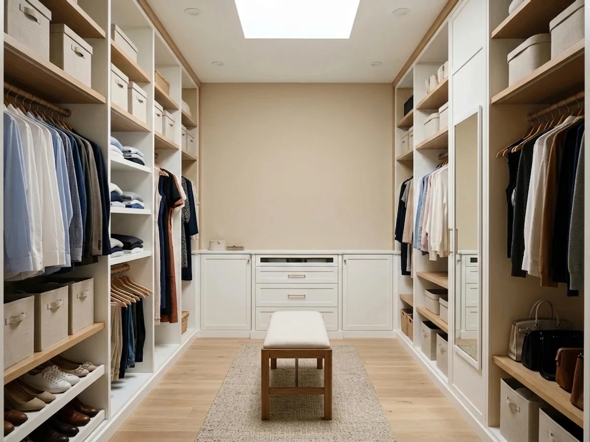 warm greige over cool gray — trending neutral closet colors 2026