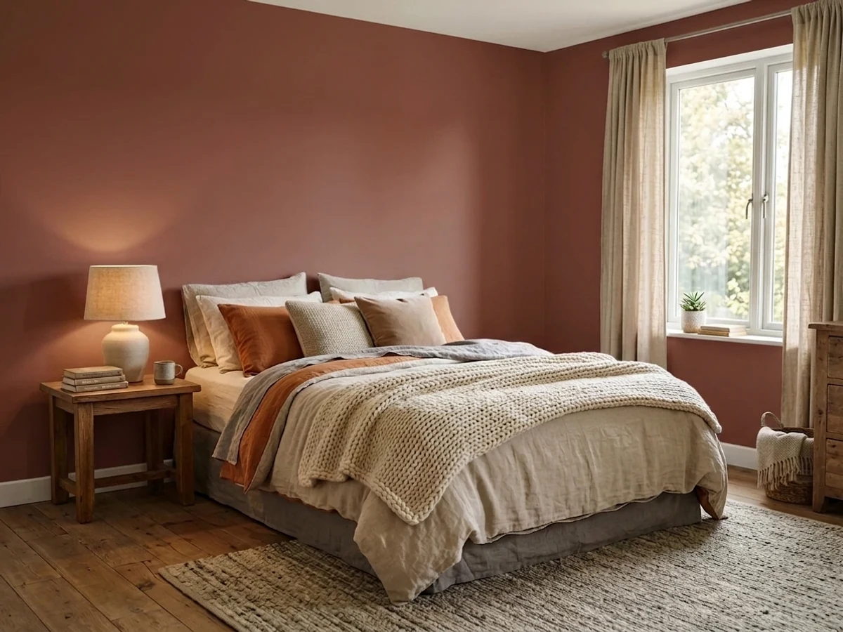 Benjamin Moore Redwood in a cozy bedroom