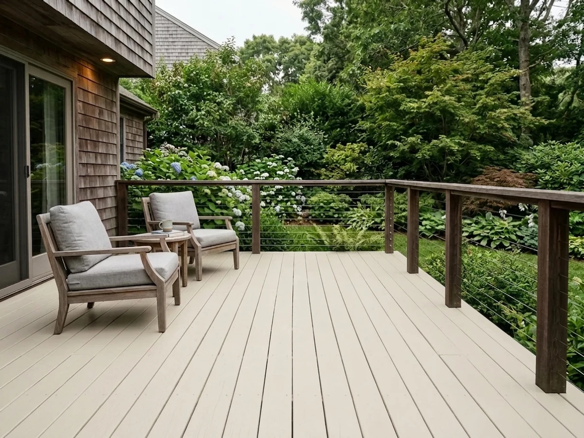 Benjamin Moore Feather Down in a deck