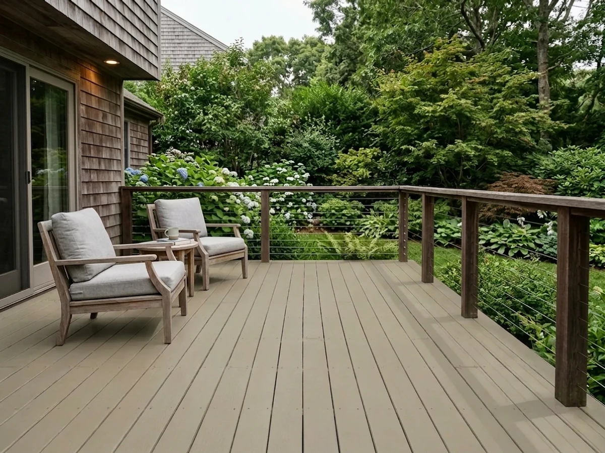 Dunn-Edwards Stonish Beige in a deck