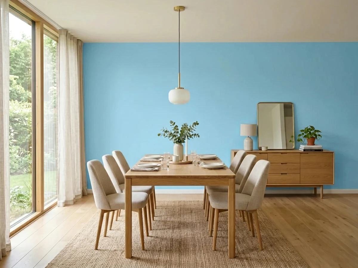 Behr Sky Blue in a dining room
