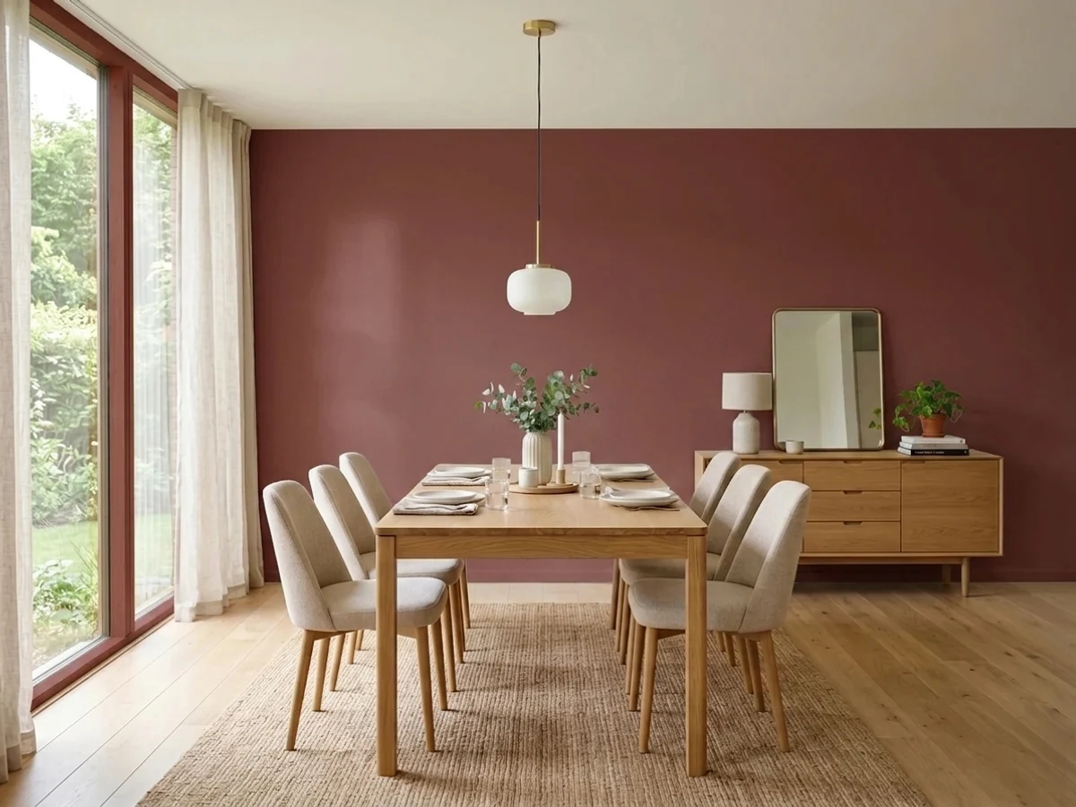 Benjamin Moore Barn Red in a dining room