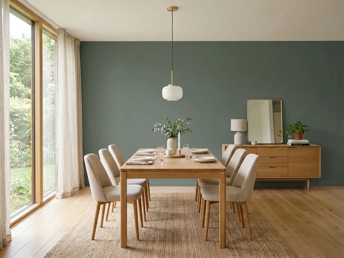 Benjamin Moore Caldwell Green in a dining room
