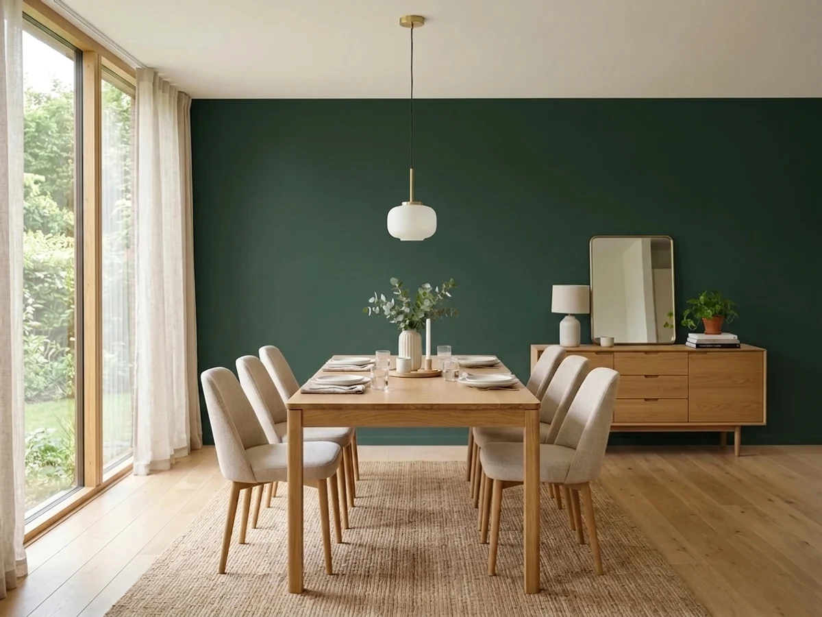 Benjamin Moore Essex Green in a dining room
