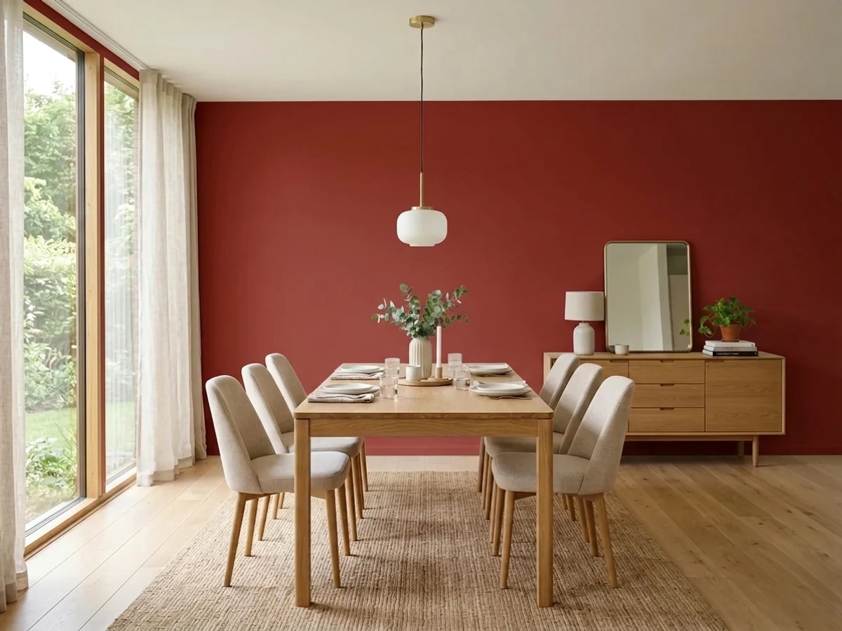 Benjamin Moore Million Dollar Red in a dining room
