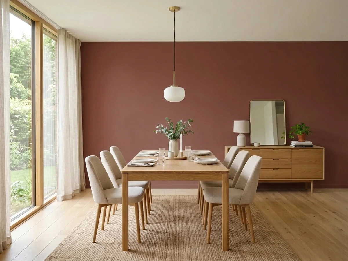 Benjamin Moore Redwood in a dining room