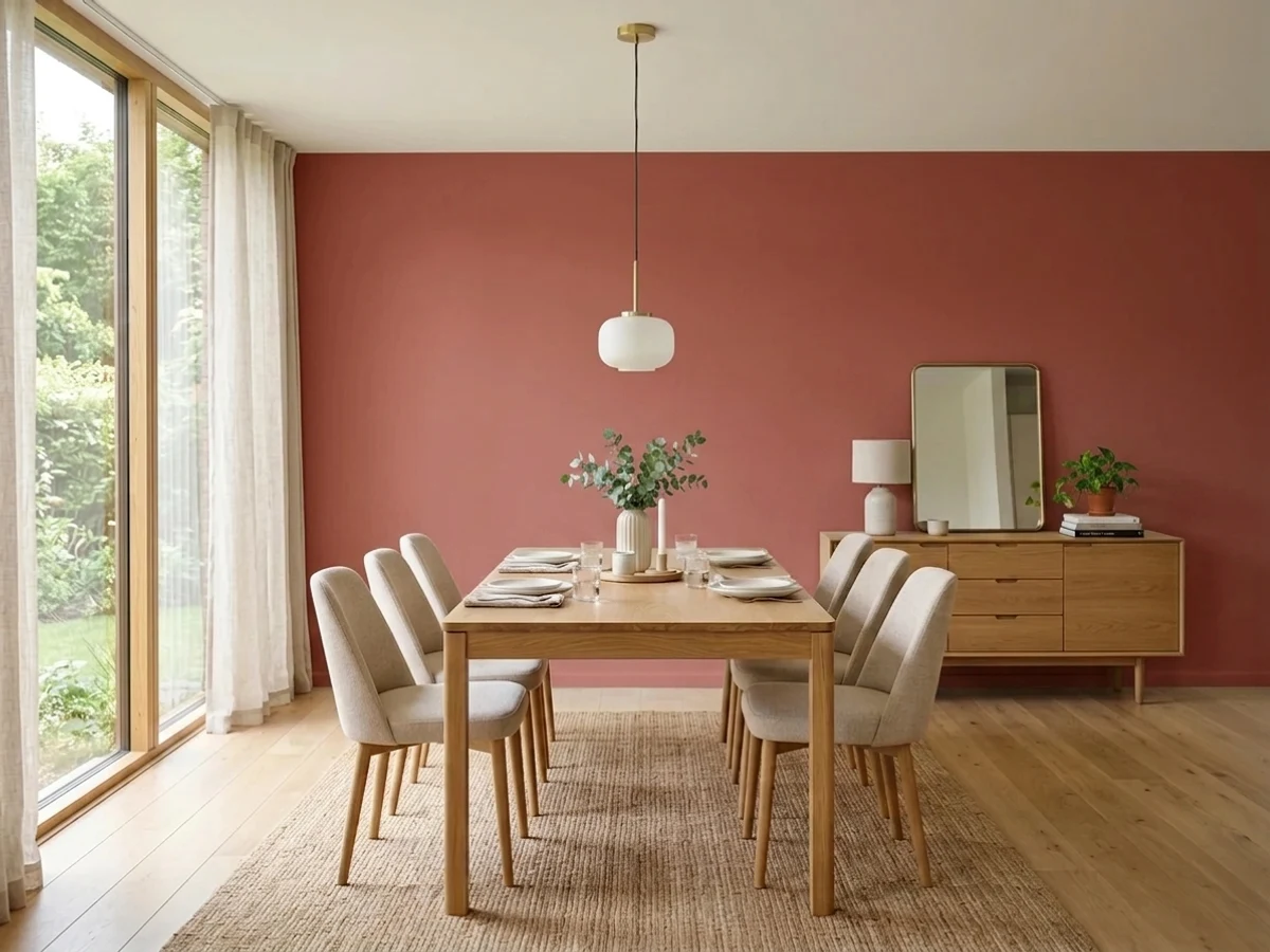 Benjamin Moore Rosy Apple in a dining room