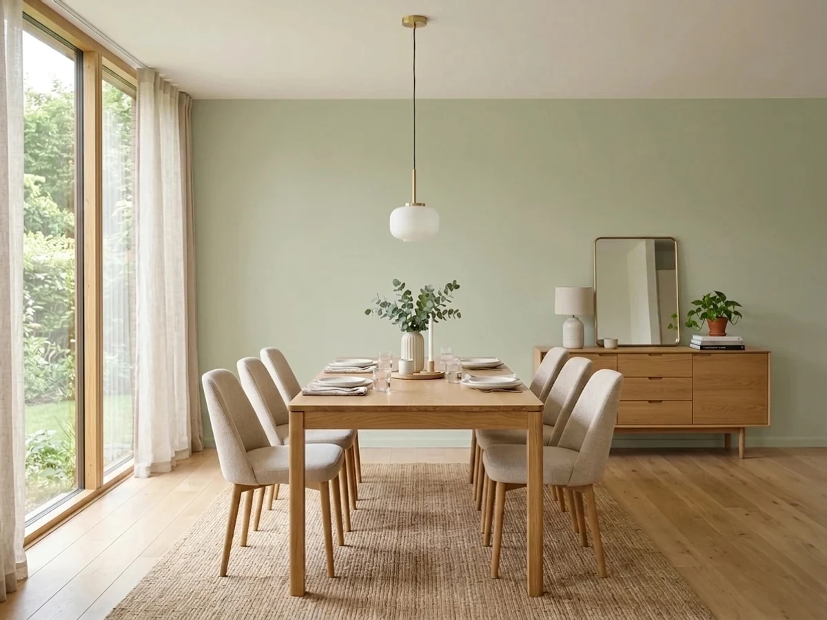 sage green millwork — trending green dining room colors 2026