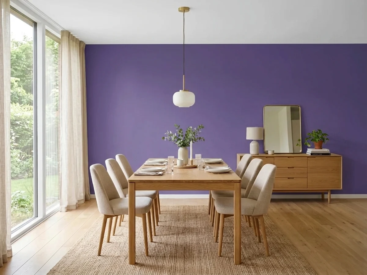 Benjamin Moore Ultra Violet in a dining room