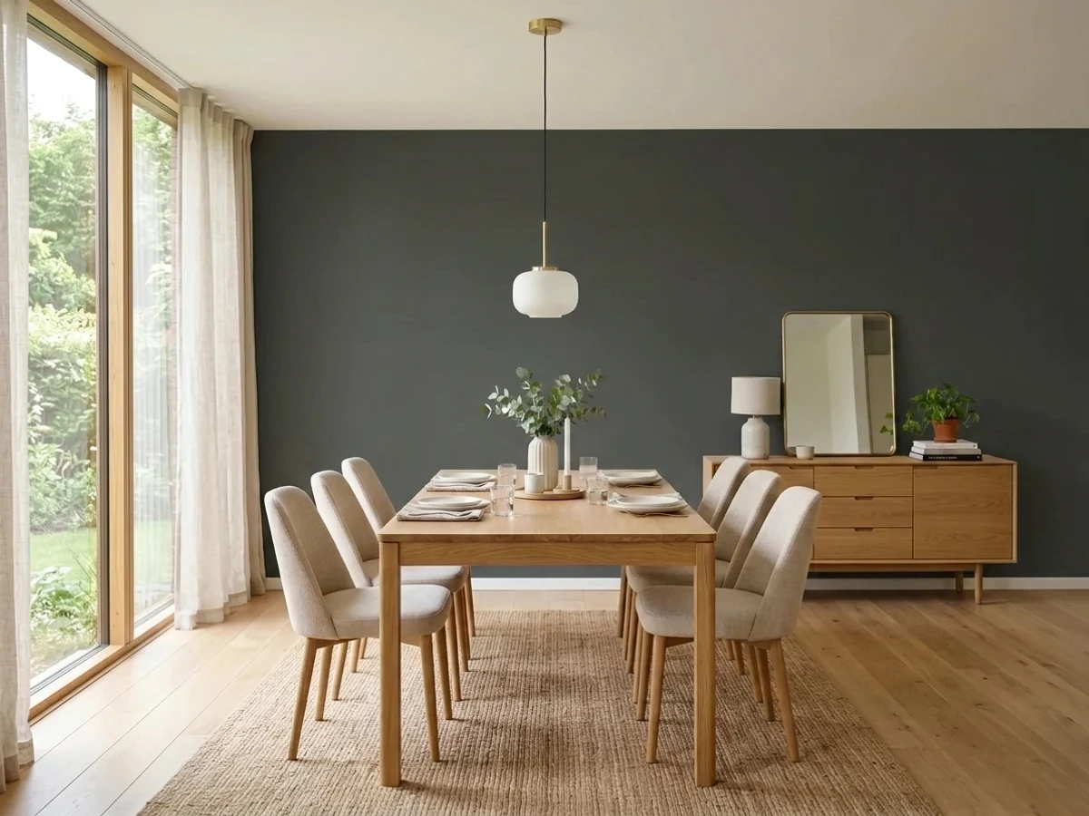 Benjamin Moore Wrought Iron in a dining room