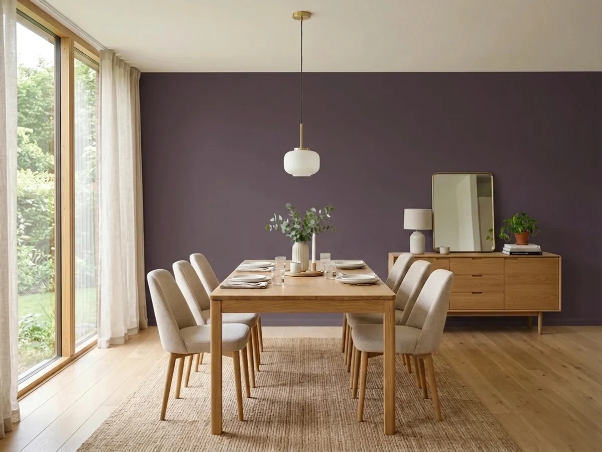 muted heathered purple — trending purple dining room colors 2026