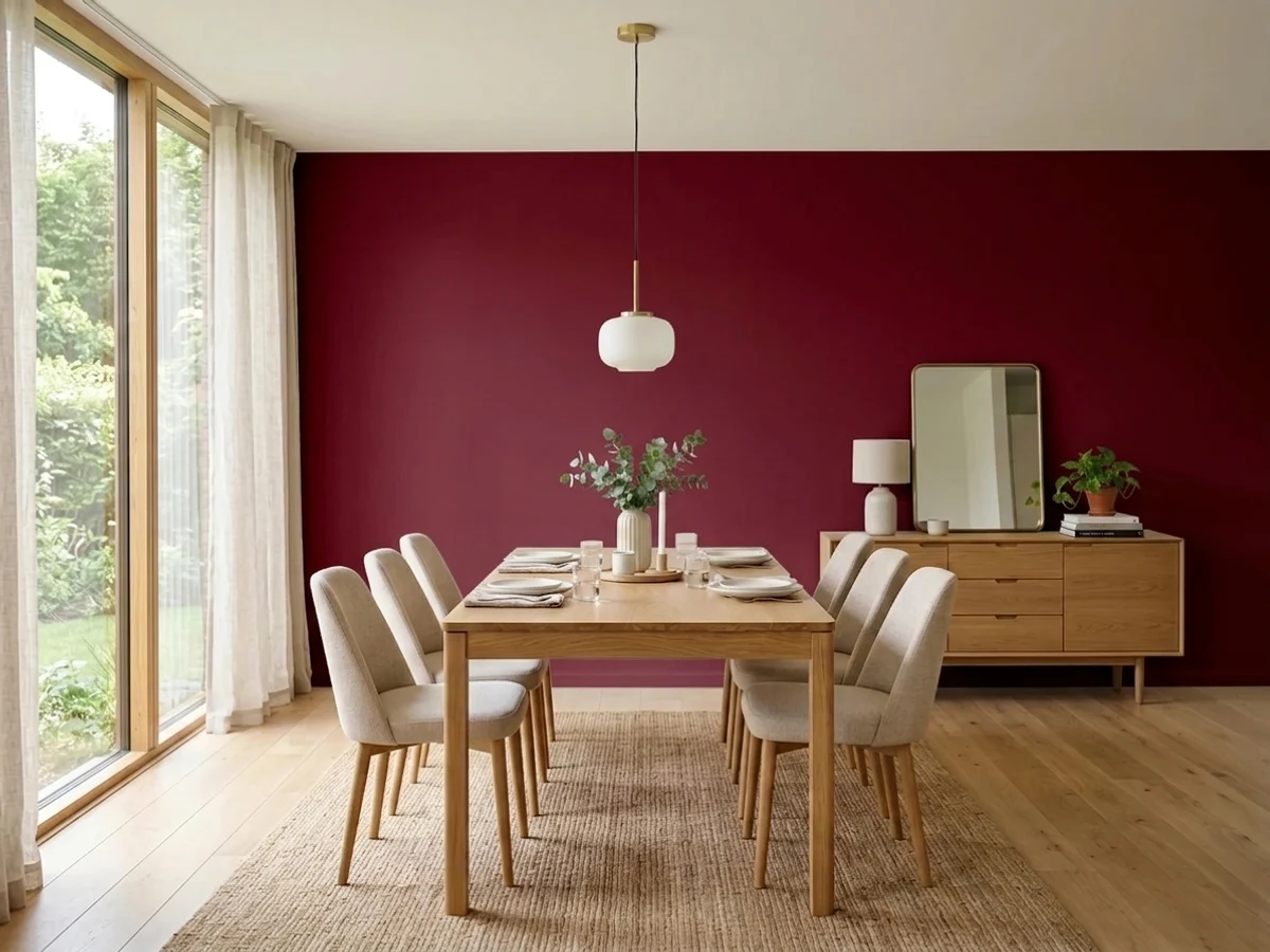 Sherwin-Williams Burgundy in a dining room
