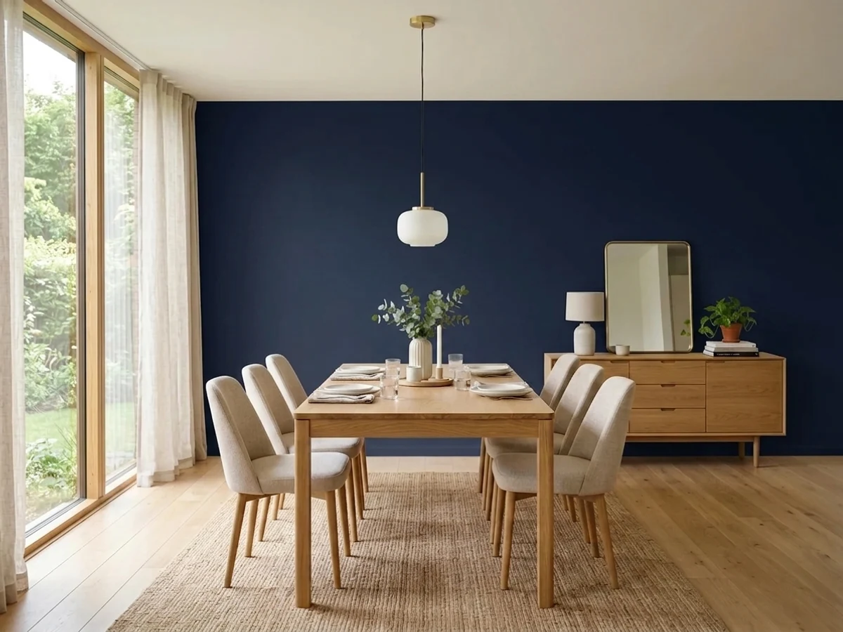Sherwin-Williams Liberty Blue in a dining room