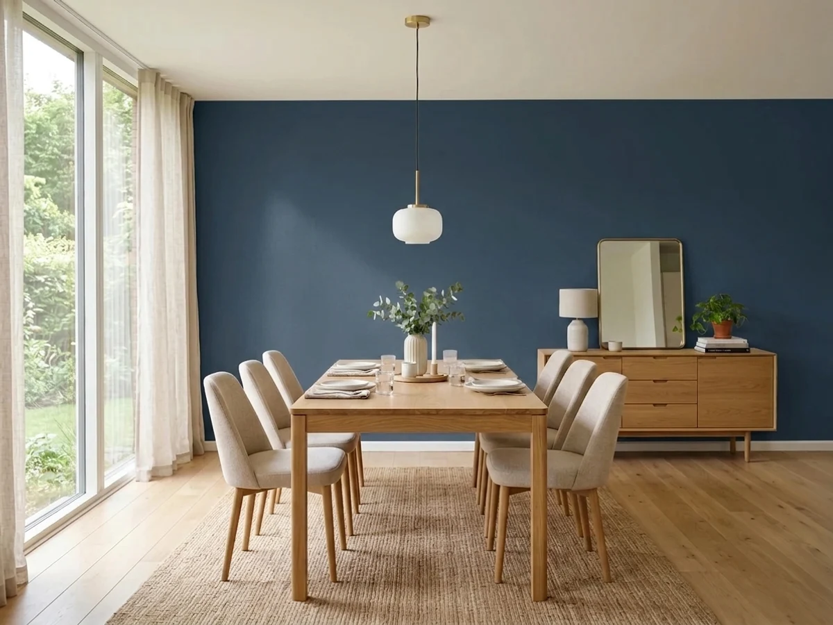 Sherwin-Williams Naval in a dining room