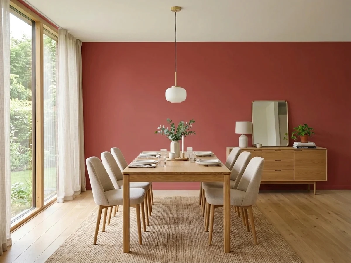 Sherwin-Williams Red Tomato in a dining room