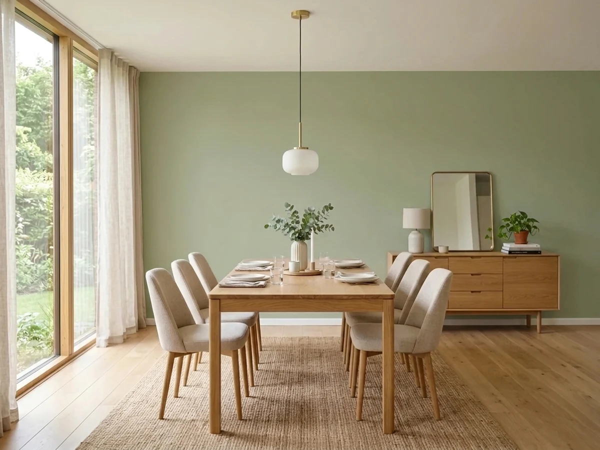 Sherwin-Williams Sage in a dining room