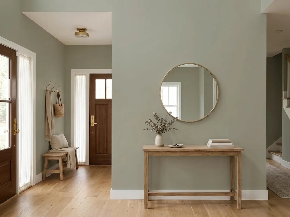 Benjamin Moore Creekside Green in a entryway