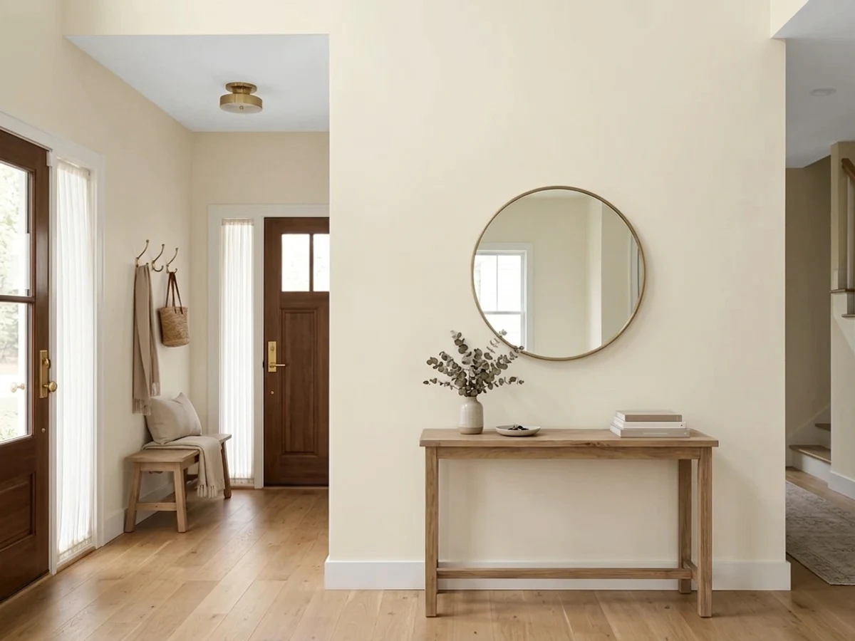 Benjamin Moore Feather Down in a entryway