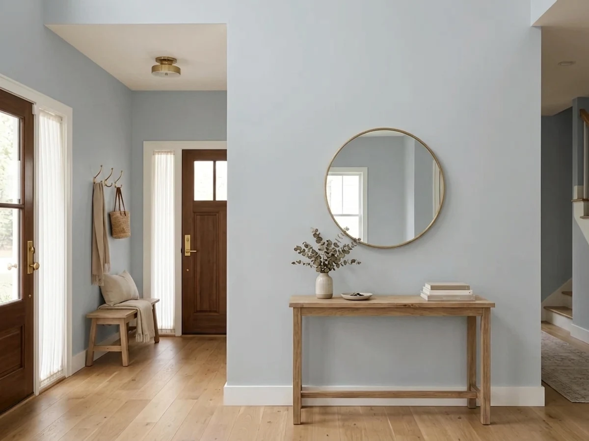 warm greige over cool gray — trending gray entryway colors 2026