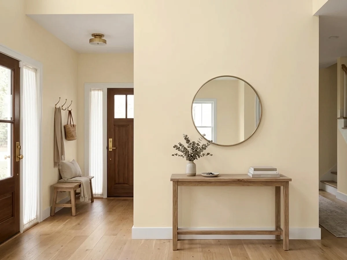 Benjamin Moore Gentle Cream in a entryway