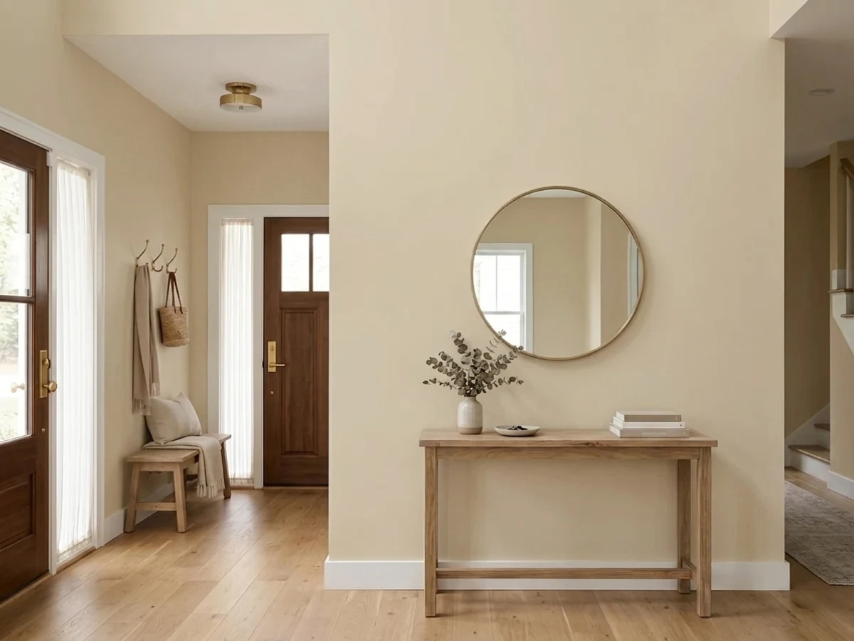 warm tan entryways — trending neutral entryway colors 2026