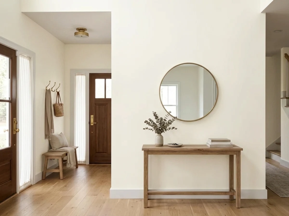bright white for high-traffic entryways — trending white entryway colors 2026