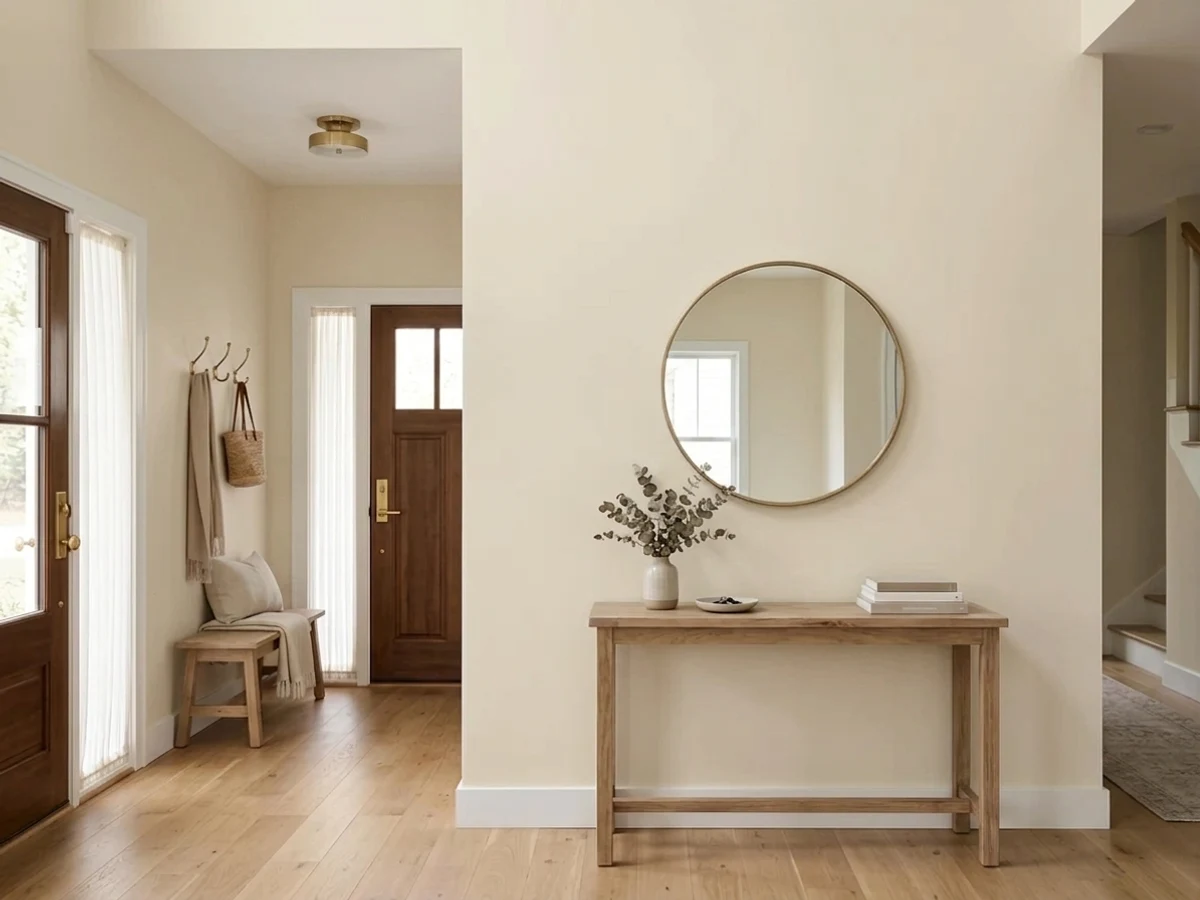 Benjamin Moore Muslin in a entryway