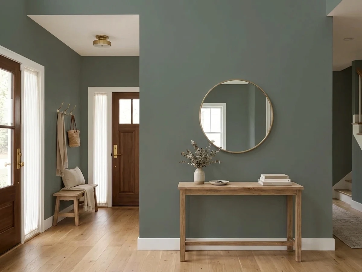 Benjamin Moore Rainy Afternoon in a entryway