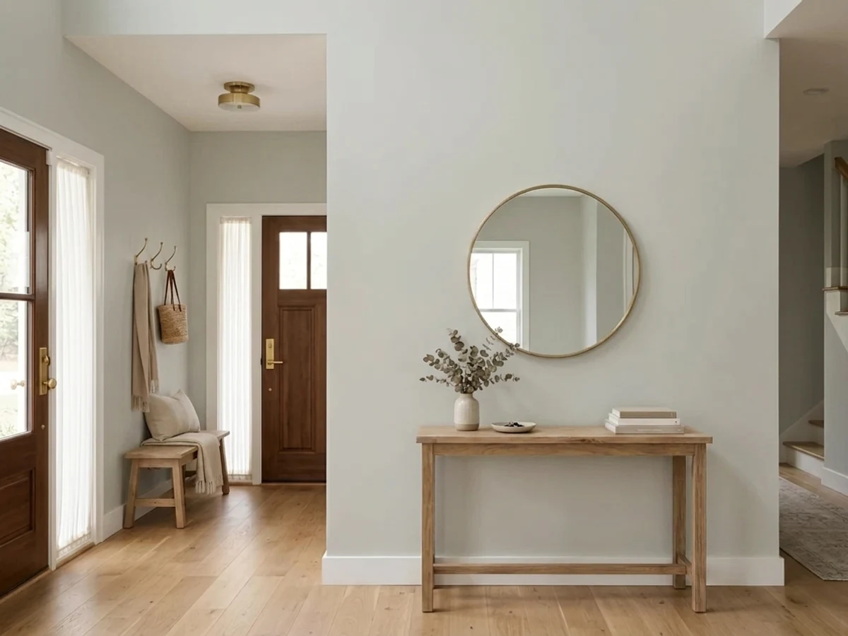 Benjamin Moore Wickham Gray in a entryway
