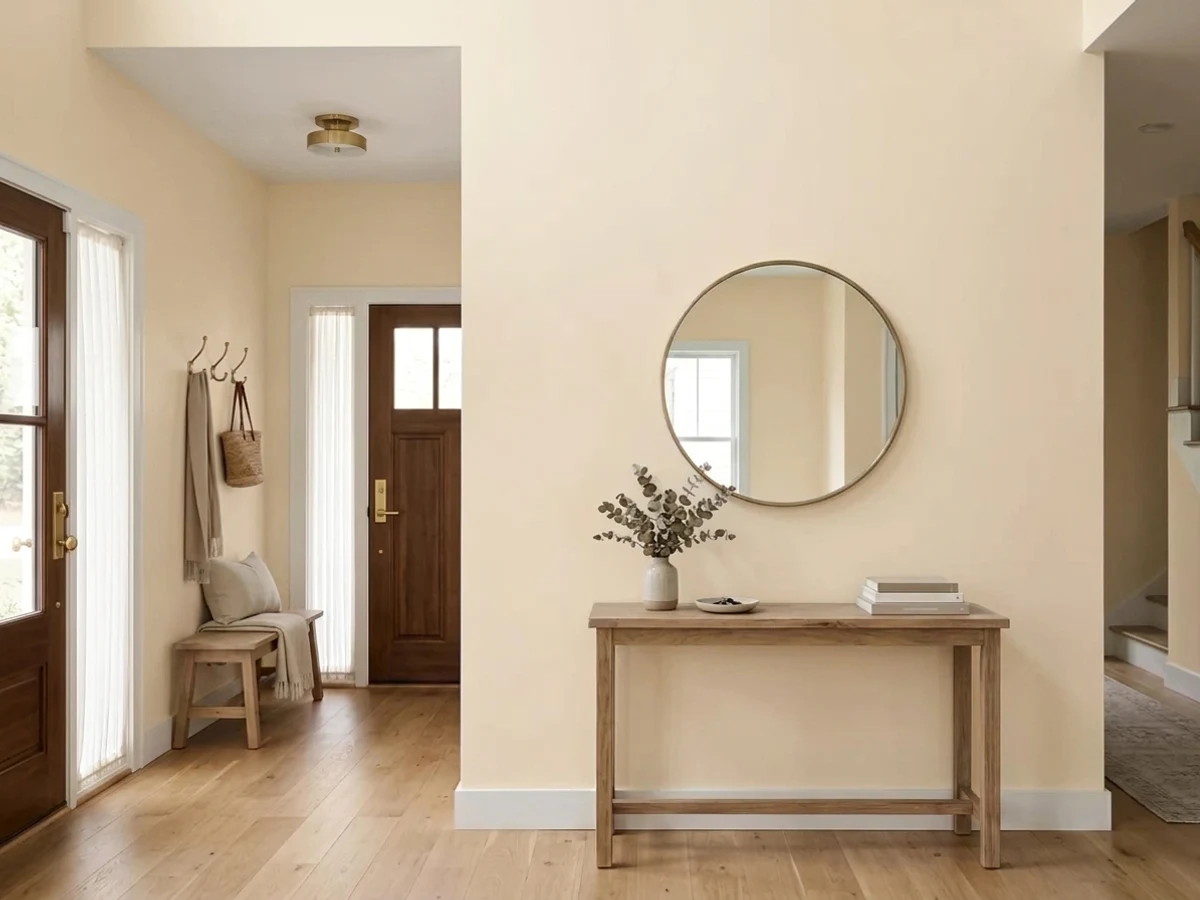 Dunn-Edwards Celtic Linen in a entryway
