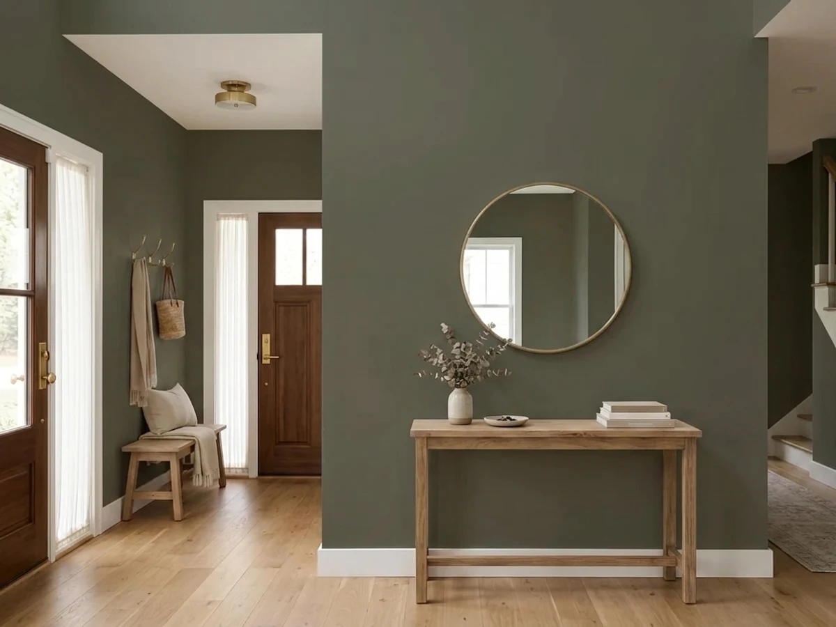 Sherwin-Williams Roycroft Bronze Green in a entryway