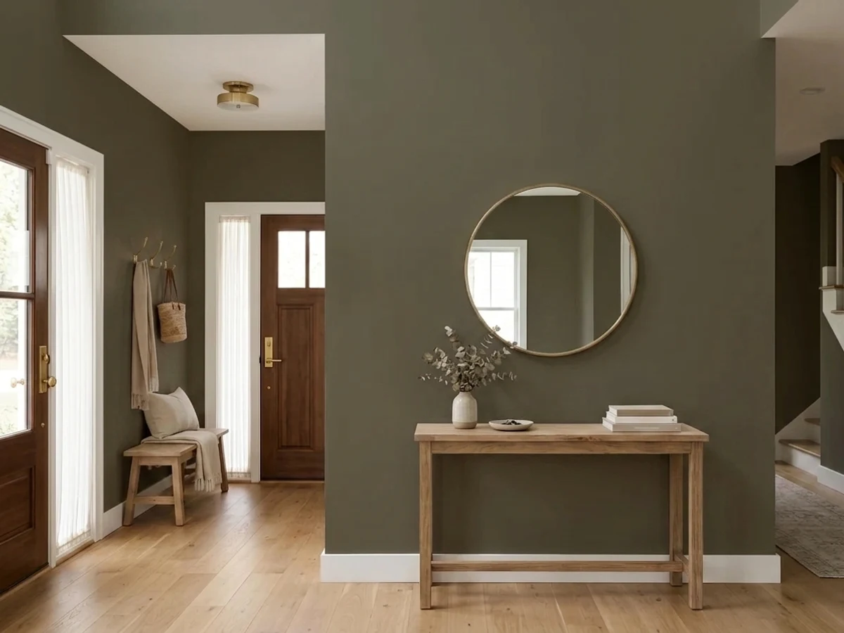 Valspar Deep Desert Shadow in a entryway