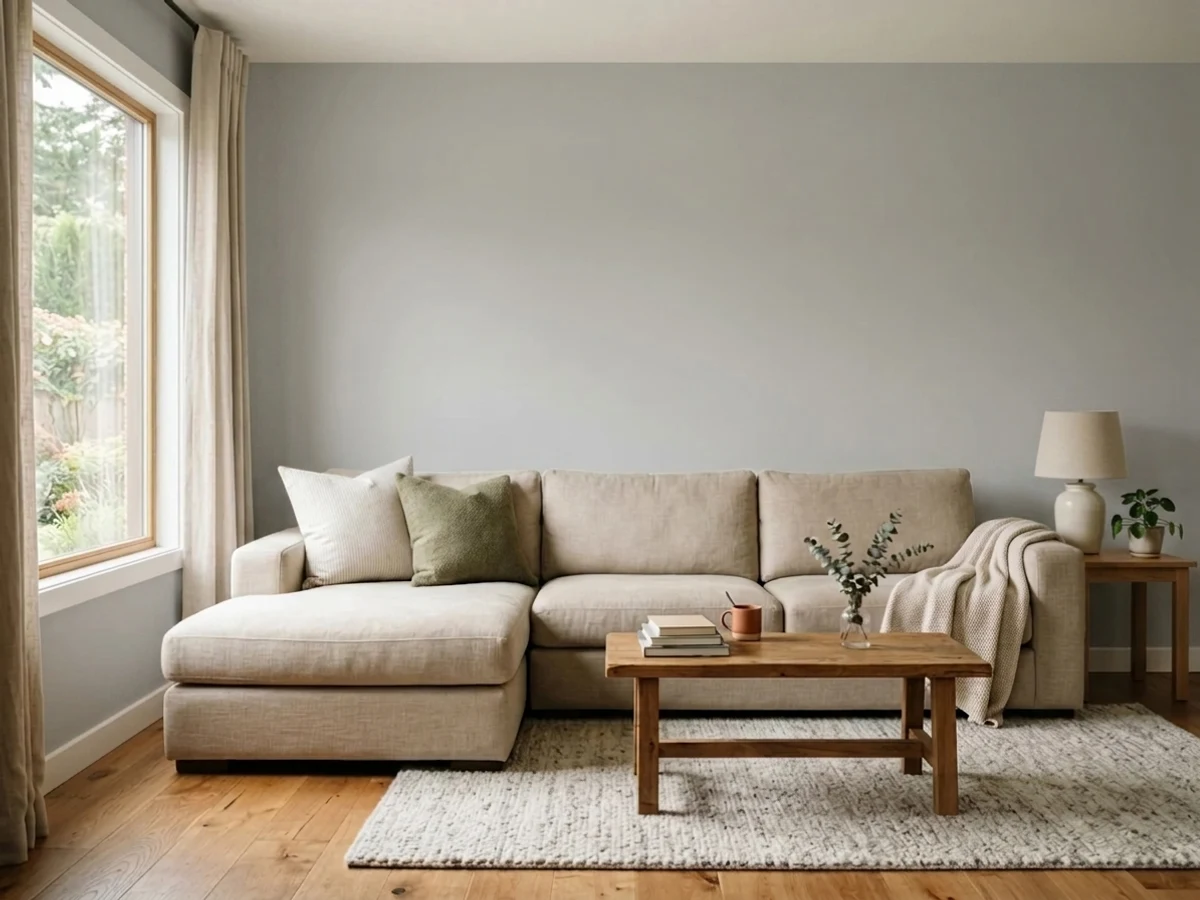 mid-tone warm gray — trending gray family room colors 2026