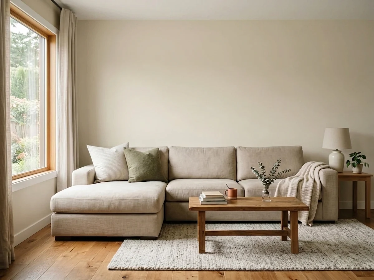Benjamin Moore White Sand in a family room