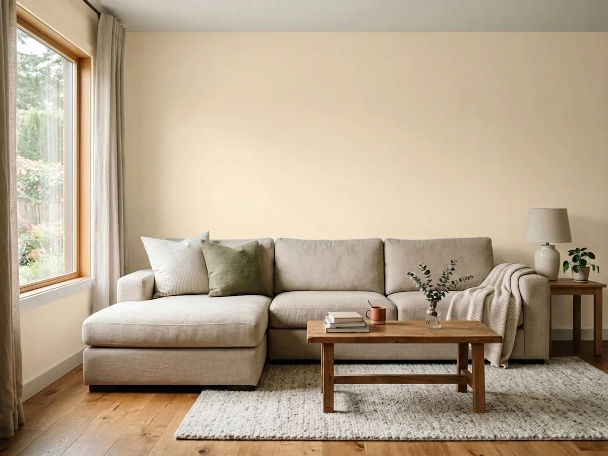 Dunn-Edwards Celtic Linen in a family room