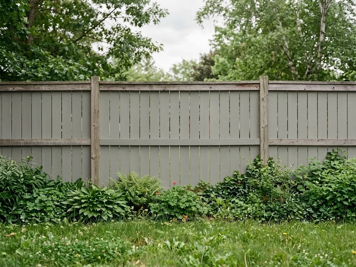 mid-tone warm gray — trending gray fence colors 2026