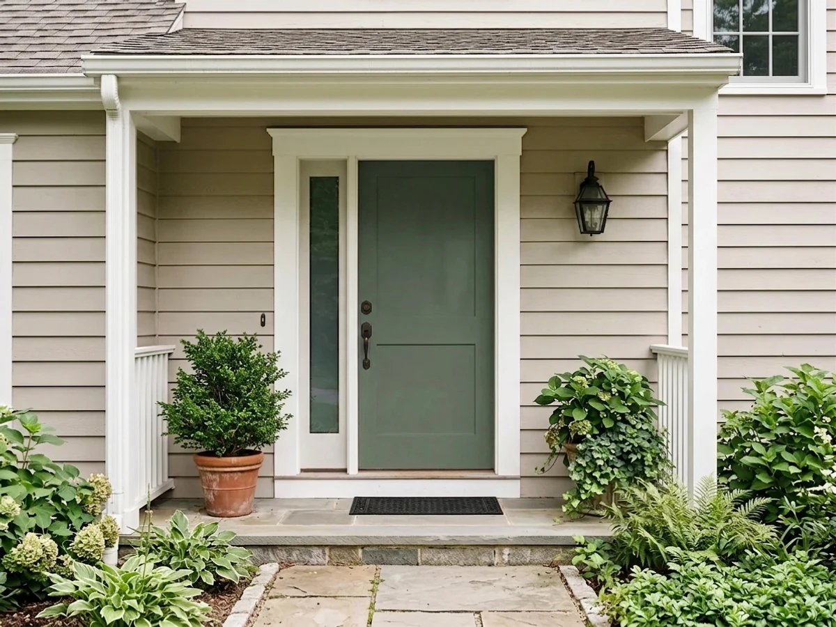Benjamin Moore Holiday Wreath in a front door