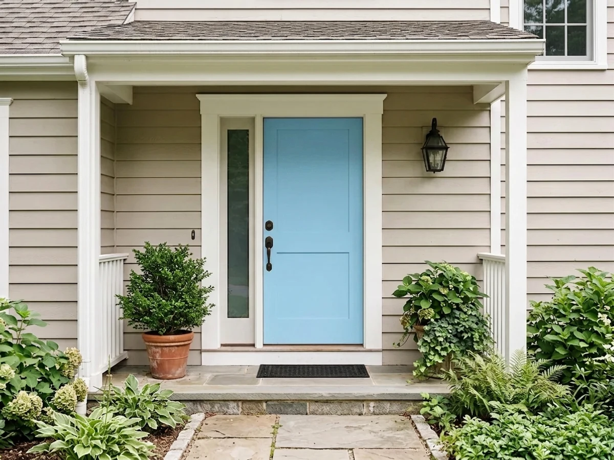 Benjamin Moore Honolulu Blue in a front door