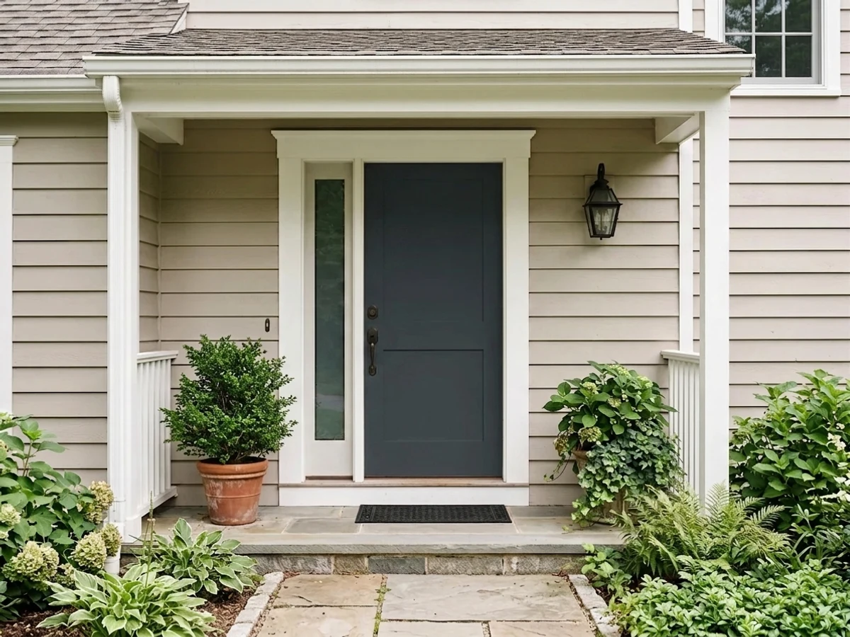 Sherwin-Williams After the Storm in a front door
