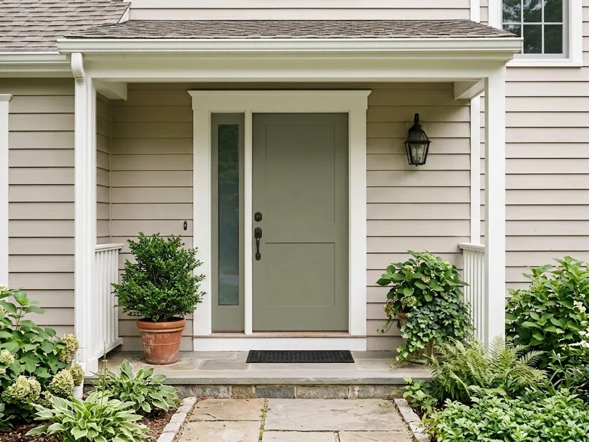 Sherwin-Williams Artichoke in a front door