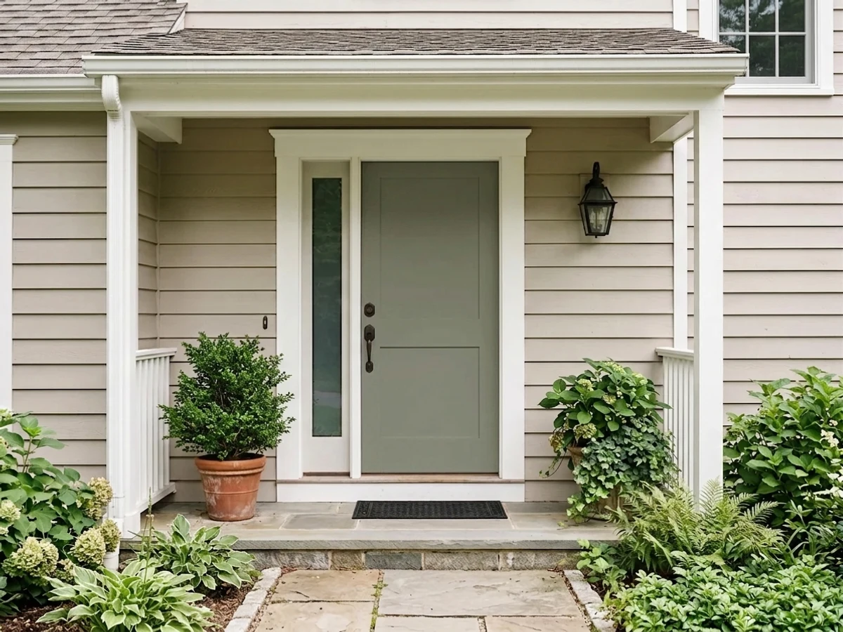Sherwin-Williams Dried Thyme in a front door