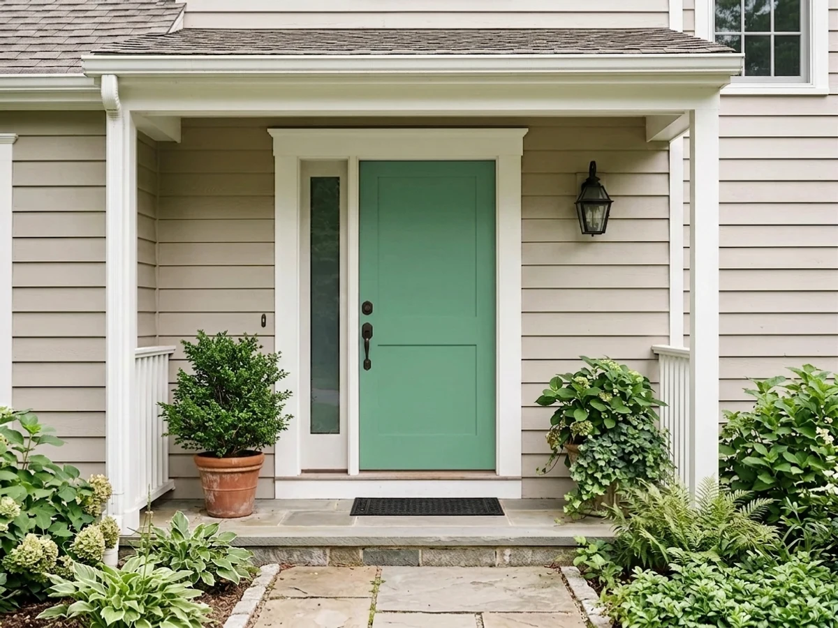 Sherwin-Williams Julep in a front door