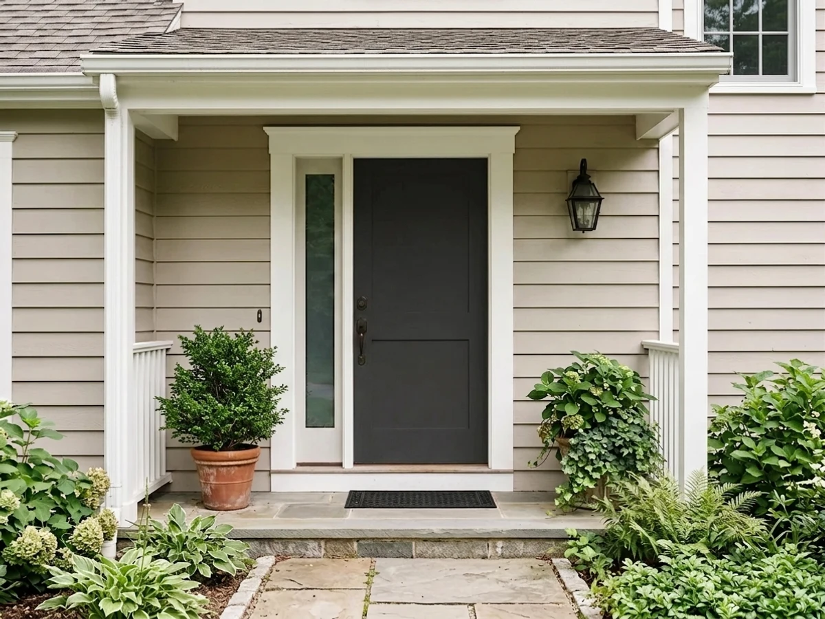 Front Door painted in Sherwin-Williams Tricorn Black
