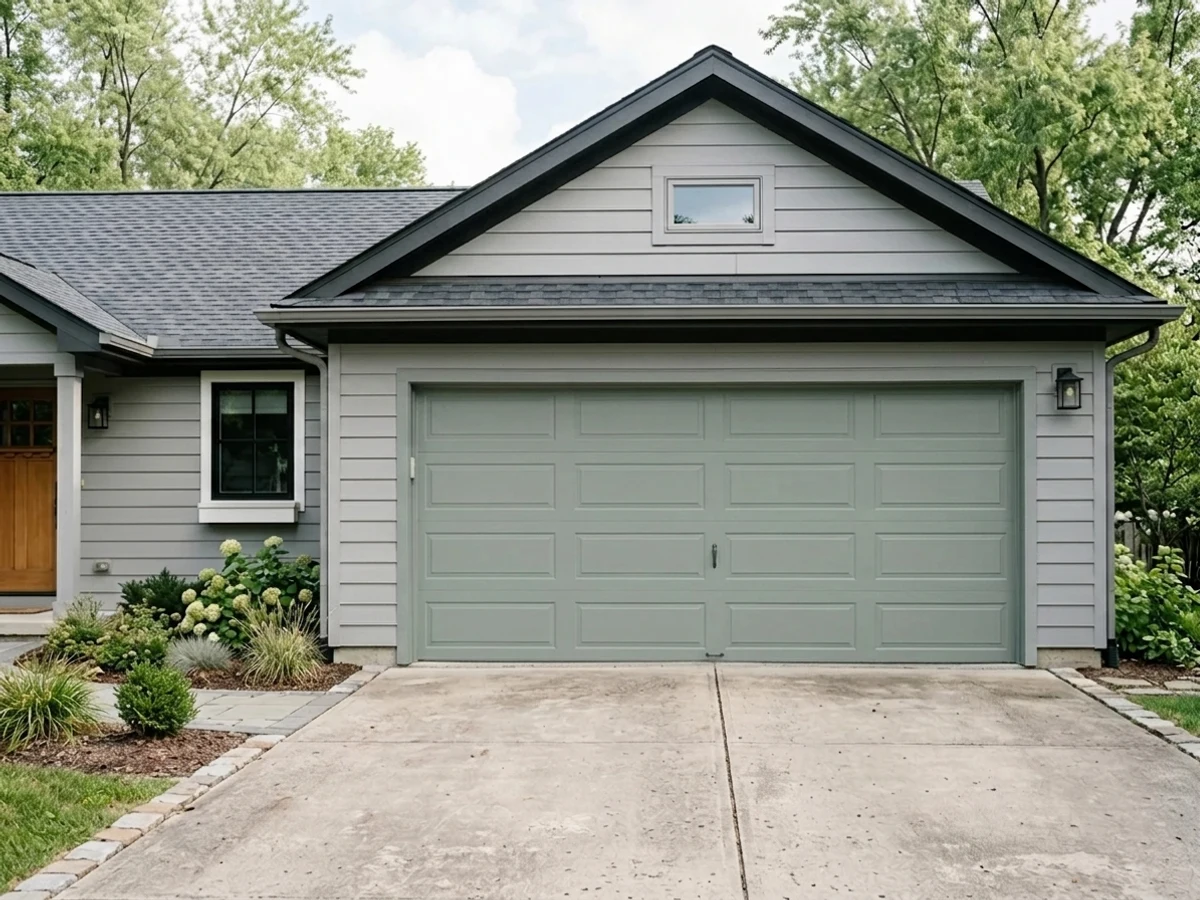 Behr Battleship Gray in a garage door