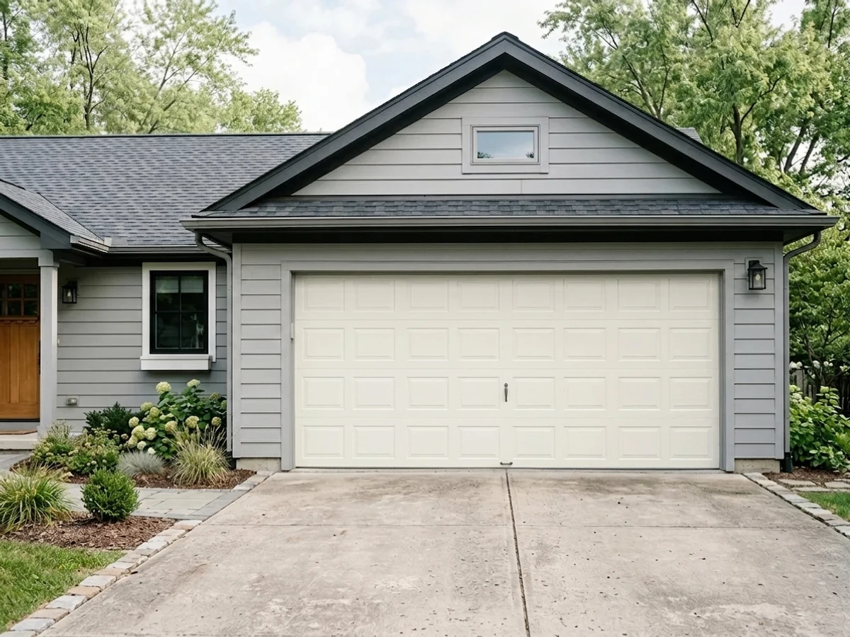 warm white garage doors — trending white garage door colors 2026