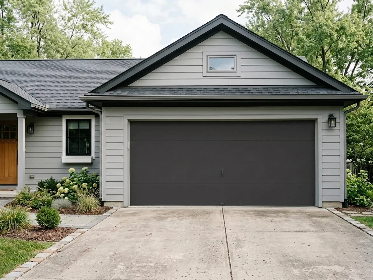 Sherwin-Williams Domino in a garage door