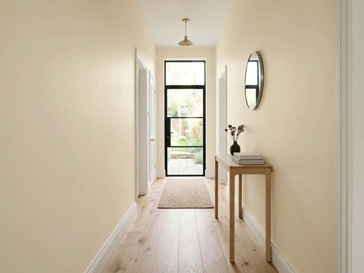 Benjamin Moore Atrium White in a hallway