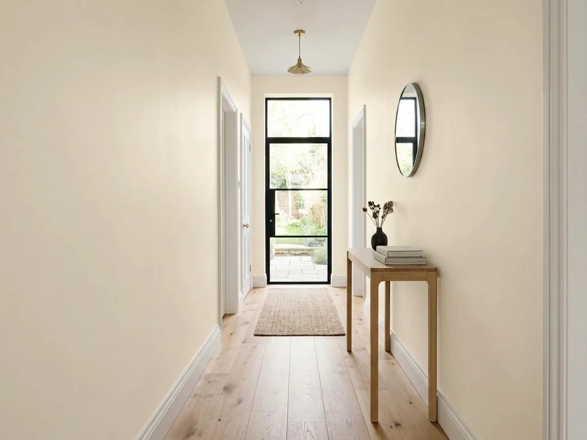 Benjamin Moore Cotton Balls in a hallway