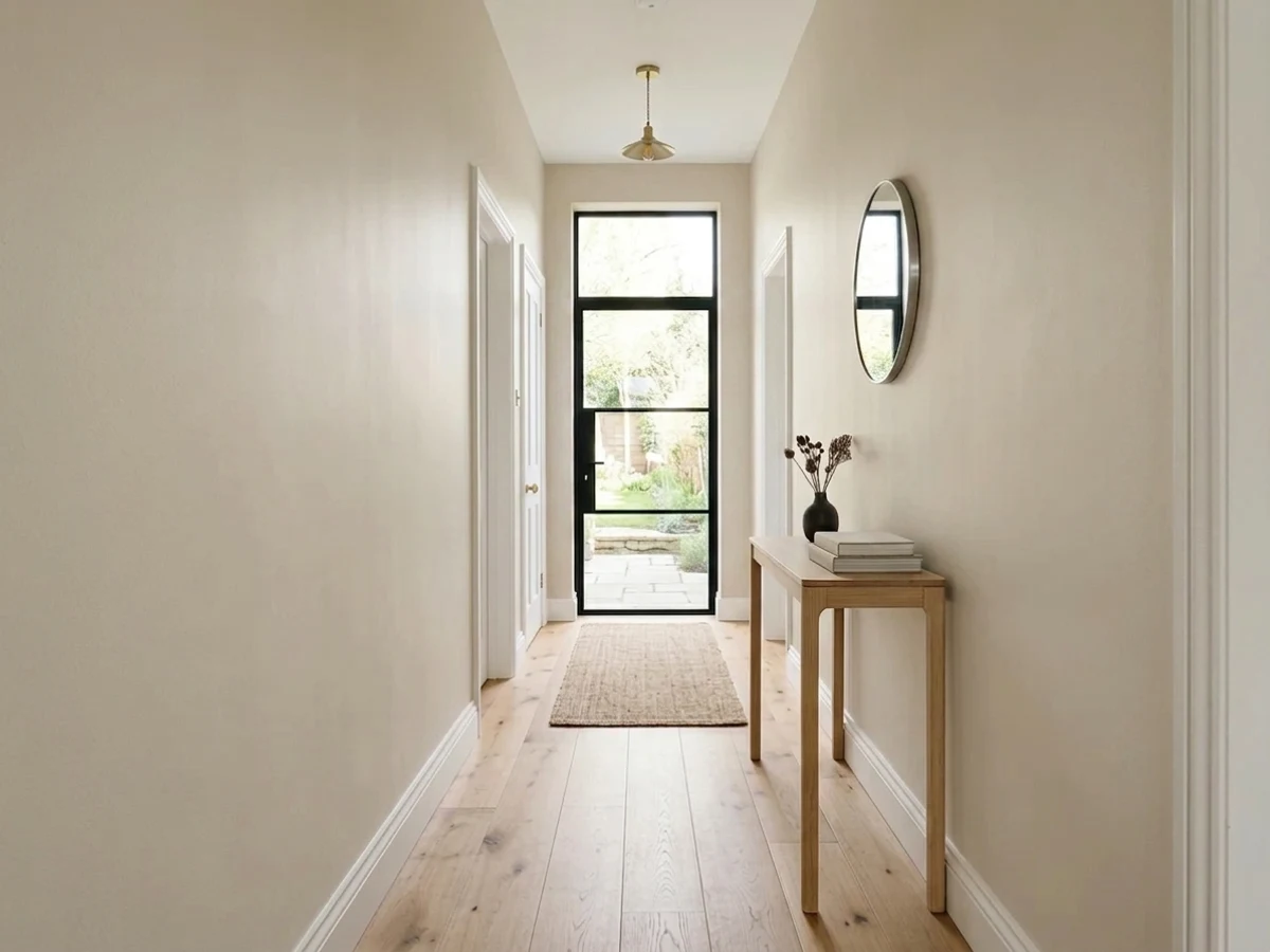 Benjamin Moore Pale Oak in a hallway